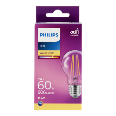 Philips LED filament bulb 60W E27 box